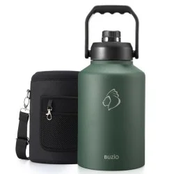 Buzio Rock Series One Gallon Jug with Spout Lid and Sleeve 3.8L - Dark Green